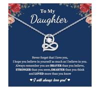 FLHEART Daughter Necklace Gifts from Mum Daddy - Silver Eternity Love Heart Pendant Necklaces for Women, Daughter's Birthday gifts from Mama, Daughter Present for Mother's Day Graduation