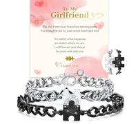 FLHEART Matching Bracelets for Couples Girlfriend Boyfriend - Long Distance Relationship Gifts Stainless Steel Couples Bracelets for Lover Gf Bf, His Hers Gifts for Promise Christmas Valentine's Day