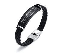 FLHEART Personalised Bracelet for Brother - Braided Leather Engraved Best Brother Bracelet Family Cousin Best Friends To My Brother Engraved Customised Gift for Christmas Birthday Graduation