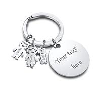 FLHEART Personalised Family Keychain : Stainless Steel Custom Family Name from Kids, Boy/girl/Pet Charms Name Keychain, Dad Mom Gift Idea from Daughter Son