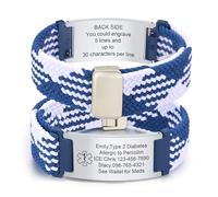 FLHEART Personalised Medical Alert Bracelet for Men - Elastic Braided Loop Straps Identification Bracelets Engraved Emergency Medical Info Diabetic Allergy Blood Thinner, Customised Medic ID Bracelet