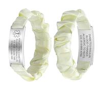FLHEART Personalised Medical Alert Bracelet for Women - Customised Elastic Strap Silk Band Medical ID Bracelets Engraved Medic Info, Emergency Awareness Medic ID Bracelet,Light Yellow