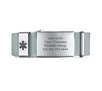 FLHEART Personalised Medical Emergency ID Bracelet | Adjustable Sport Nylon Strap Belt Buckle Medical Alert Bracelet Allergy Diabetic Wristband for Men Women, Customised,Grey
