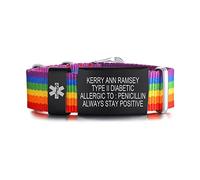 FLHEART Personalised Medical Emergency ID Bracelet | Adjustable Sport Nylon Strap Belt Buckle Medical Alert Bracelet Allergy Diabetic Wristband for Men Women Teens,Free Engraving