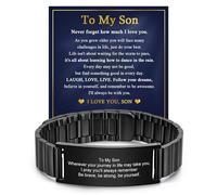 FLHEART Son Bracelet Gifts for Boy Men - Engraved Stainless Steel Magnetic Clasp Bracelets for Son, Personalised Men's Bracelet Son's Presents for Graduation Birthday Christmas, Son Gifts