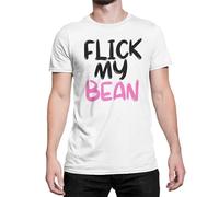 Flick My Bean - Funny Lesbian T Shirt (Small, White)