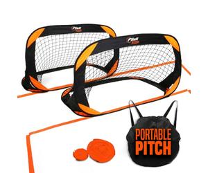 Flick Urban Pitch Pack | Portable Football Pitch Includes 2 x Compact Pop-Up Goals, Pitch Marker and Backpack