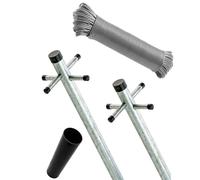 FlickBuyz 2 Part Heavy Duty Washing Line Pole & Socket PropClothes Post Dryer Galvanised 2.6m Post Pole (2 x Prop)