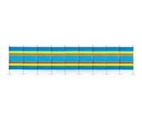 FlickBuyz 4/5/ 6/8/ 10 EXTRA TALL POLE BEACH HOLIDAY CARAVAN CAMPING WINDBREAK TALL WINDBREAKERS COLOURFUL 20ft x 5ft (6 Pole 5ft High x 12ft Long)