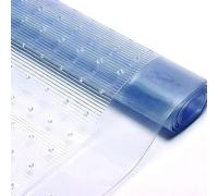 FlickBuyz Clear Vinyl Plastic Carpet Protector - Heavy Duty Hallway Runner Mat, 12 FT, Waterproof, Non-Slip, Geometric Pattern, Blue