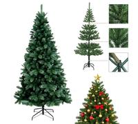 FlickBuyz-Colorado Green Pine Bushy Artificial Christmas Tree Tips 3ft/4ft/5ft/6ft/7ft Xmas Tree With Metal Stand, (7FT (210CM) 1200 tips)
