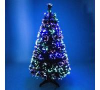 FlickBuyz Fibre Optic Christmas Tree - Artificial Christmas Tree - 3FT, 4FT, 5FT and 6FT Green Xmas Trees, Fibre Optic Christmas Tree (4FT (120cm))