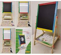 FlickBuyz Kids 2-in-1 Activity Kids Easel - Perfect for Art - Wooden Toys - Double Sided Revolving - Black/White (Small Easel, 69cm)