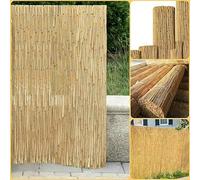 FlickBuyz Natural Peeled Reed Fence Wooden Garden Screen Bamboo Fencing Privacy Panel Roll Wind/Sun Protection (2m x 4m)