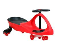 FLICKER SWING CAR RIDE ON SWIVEL SCOOTER CHILDRENS TOY KIDS WIGGLE GYRO TWIST PLASMA SWINGCAR & GO XMAS GIFT (Red)