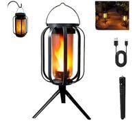 Flickering Flame Waterproof Solar Flame Lantern, 4 Modes Hanging Lantern Decorative,with Tripod and Auto On/Off Sensor for Yard Garden Patio Table Camping Decor (1)