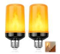 Flickering Light Bulb Flame Effect E27 LED, 4-Mode Orange Light Bulb for Indoor Outdoor Lanterns, Vintage Fire Lamp for Halloween Christmas, Energy Saving Decorative Flame Bulb for Garden Patio Home