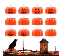 Flickering Tea Light Candles | Flameless Flickering Pumpkin Lights - Battery Powered Lamp for Garden Engagement Dinner Thanksgiving Wedding