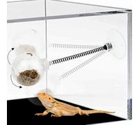 FlidRunest Bearded Dragon Feeder Ball with Large Suction Cup, Chameleon Slow Feeder Ball Bowl, Reptile Feeder Spring Toy, Interactive Glass-Mounted Lizard Enrichment Toy for Tanks, Aquariums