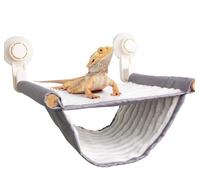 FlidRunest Bearded Dragon Hammock with Suction Cups, Soft Lizard Hammock Bed, Hanging Reptile Winter Warm House Tent Tank-Grey
