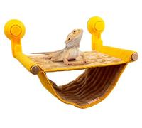 FlidRunest Bearded Dragon Hammock with Suction Cups, Soft Lizard Hammock Bed, Winter Warm House Tent, Reptile Tank Perch-Yellow