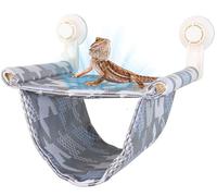 FlidRunest Bearded Dragon Window Hammock Breathable with Suction Cups, Soft Lizard Hammock Bed, Reptile Winter Warm House Tent, Reptile Tank Perch for Bearded Dragon, Lizard-Blue