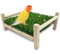 FlidRunest Bird Foraging Bed, Parrot Hammock Bed, Parrot Grass Perch Bed, Bird Perch Conure Platform Grass Forage Toy for Parakeet, Cockatiel, Lovebird, Budgie