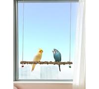 FlidRunest Bird Parrot Swing Toy, Natural Pepper Wood Bird Perch Stand, Hanging Bird Window Ceiling Swing Perch for Parrot Parakeet Conure Cockatiel Small Birds