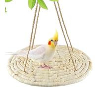 FlidRunest Bird Swing Mat Toys, Natural Corn Woven Mat Hammock with Hook, Bird Chewing Toy, Bird Cage Accessories, Climbing Hammock for Small to Medium Birds Parakeets Lovebirds Cockatiels