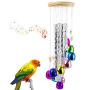 FlidRunest Bird Toys, Conure Wind Chimes Chewing Toy with Colorful Stick, Parakeet Toys 4 Aluminum Tubes 11 Bells, Parrot Cage Windchime Hanging Bells Toys for Conure, Parakeet, Cockatiel