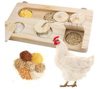 FlidRunest Chicken Feeder Accessories, Wooden Chicken Interactive Enrichment Toys Puzzle, Slow Feeder for Baby Chicks Trainning, Treat Box Dispenser for Coop Poultry Chick, Hens, Rats, Guinea Pig