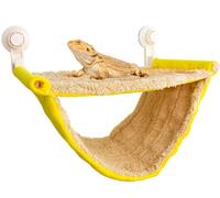 FlidRunest Extra-Large Bearded Dragon Hammock with Suction Cups for Window Tank Car, Soft Lizard Hammock Bed, Winter Warm House Tent, Reptile Tank Perch-Yellow