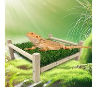 FlidRunest Reptile Hammock Swing Hanging Bed, Large Lizard Climbing Bed, Wooden Bearded Dragon Mat Hammock Bed, Reptile Foraging Bed for Bearded Dragon Lizard Leopard Gecko Hamster Parrot