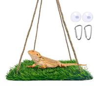 FlidRunest Reptile Hammock Swing Hanging Bed, Soft&Easy Cleaning Bearded Dragon Swing Toy, Reptile Natural Swing Hanging Bed for Bearded Dragon Leopard Gecko Lizard Birds Parrots