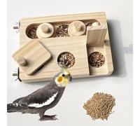 FlidRunest Wooden Bird Foraging Puzzle Toys for Parrots, Parakeet, Cockatiel, Sun Conures - Birds Interactive Mental Enrichment Toy, B ird Seed Slow Feeder Toy for Cage