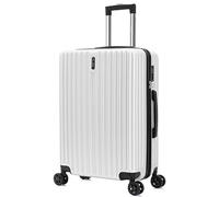 FLIEE Medium Suitcase 4 Wheels Hard Shell | Lightweight Suitcase Medium Size | Aluminum Telescopic Handle | TSA 3 Digit Combination Lock | 4 Dual Spinner Wheels | Hand Luggage (White, Medium 24'')