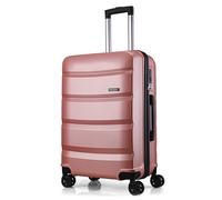 FLIEE Medium Suitcase Hard Shell | Lightweight Suitcase | Aluminum Telescopic Handle | TSA 3 Digit Combination Lock | 4 Dual Spinner Wheels | Medium 24" Hold Check in Luggage (Rose, Medium 24'')