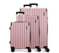 FLIEE Suitcase Set |4 Silent Dual Spinner Wheels |Lightweight Hard Shell Suitcases | TSA 3 Digit Combination Lock | Aluminium Telescopic Handle (Rose, 3 Piece Full Set)