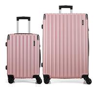 FLIEE Suitcase Set |4 Silent Dual Spinner Wheels |Lightweight Hard Shell Suitcases | TSA 3 Digit Combination Lock | Aluminium Telescopic Handle (Rose, Cabin 20" + Large 28")