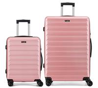 FLIEE Suitcase Set | Lightweight Hard Shell Suitcases | 4 Silent Dual Spinner Wheels | TSA 3 Digit Combination Lock | Aluminium Telescopic Handle | 2 Pcs Luggage Sets (Rose, Cabin 20''+ Large 28")