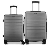 FLIEE Suitcase Set | Lightweight Hard Shell Suitcases | 4 Silent Dual Spinner Wheels | TSA 3 Digit Combination Lock | Aluminium Telescopic Handle | 2 Pcs Luggage Sets (Grey, Cabin 20''+ Medium 24")