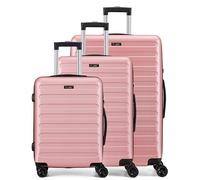 FLIEE Suitcase Set | Lightweight Hard Shell Suitcases | 4 Silent Dual Spinner Wheels | TSA 3 Digit Combination Lock | Aluminium Telescopic Handle | 3 Pcs Luggage Sets (Rose, 3 Piece Full Set)