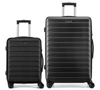 FLIEE Suitcase Set | Lightweight Hard Shell Suitcases | 4 Silent Dual Spinner Wheels | TSA 3 Digit Combination Lock | Aluminium Telescopic Handle | 2 Pcs Luggage Sets (Black, Cabin 20''+ Large 28")