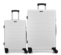 FLIEE Suitcase Set | Lightweight Hard Shell Suitcases | 4 Silent Dual Spinner Wheels | TSA 3 Digit Combination Lock | Aluminium Telescopic Handle | 2 Pcs Luggage Sets (White, Cabin 20''+ Medium 28")