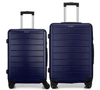 FLIEE Suitcase Set | Lightweight Hard Shell Suitcases | 4 Silent Dual Spinner Wheels | TSA 3 Digit Combination Lock | Aluminium Telescopic Handle | 2 Pcs Luggage Sets (Blue, Cabin 20''+ Medium 24")