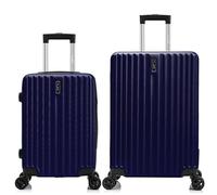 FLIEE Suitcase Set of 2 |Aluminium Telescopic Handle | Lightweight Hard Shell Suitcases | TSA 3 Digit Combination Lock | 4 Silent Dual Spinner Wheels | (Blue, Cabin 20" + Medium 24")