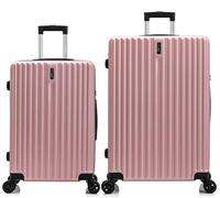 FLIEE Suitcase Set of 2 |Aluminium Telescopic Handle | Lightweight Hard Shell Suitcases | TSA 3 Digit Combination Lock | 4 Silent Dual Spinner Wheels | (Rose Gold, Medium 24" + Large 28")