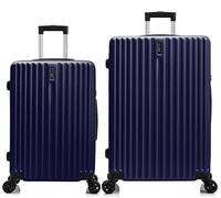 FLIEE Suitcase Set of 2 |Aluminium Telescopic Handle | Lightweight Hard Shell Suitcases | TSA 3 Digit Combination Lock | 4 Silent Dual Spinner Wheels | (Blue, Medium 24" + Large 28")