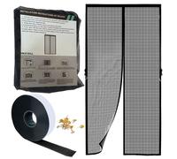 Fliegengitter Magnetic Balcony Door, Insect Screen, Magnetic Curtain, Adhesive Mounting, No Drilling, Mosquito Net, Magnetic, Various Sizes, Balcony Door, Patio Door - Black, 200 x 270 cm