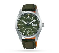 Seiko 5 Men's Green Leather Flieger Automatic Watch SRPH29K1 Green